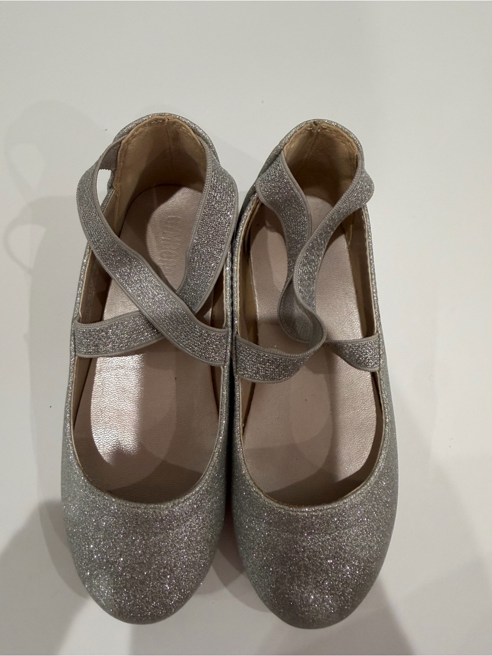 Gymboree Silver Glitter Cross-Strap Mary Jane Flats